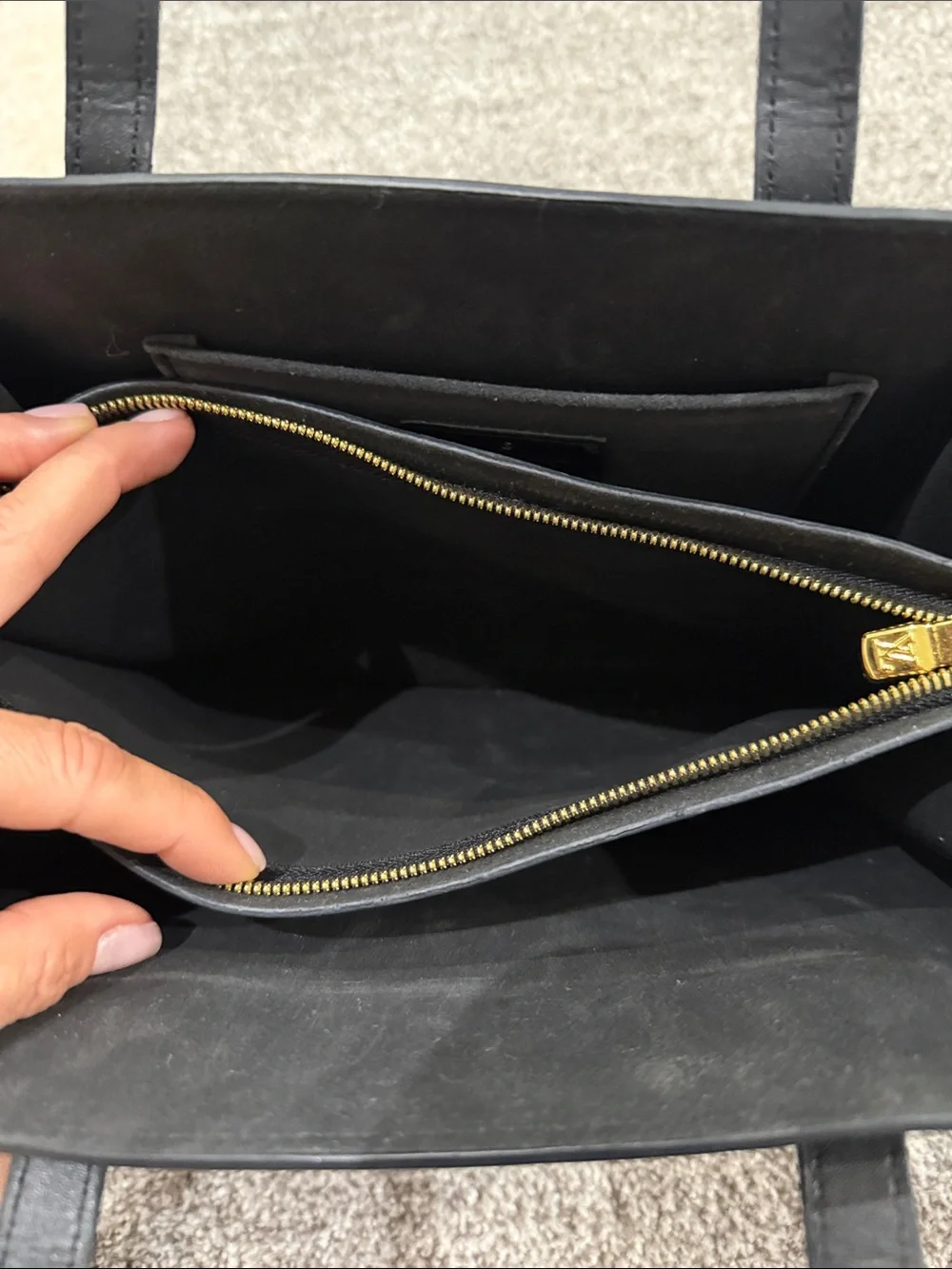 Black Structured Leather Tote Bag